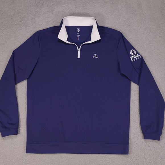 Rhoback Shirt Mens Medium Blue 1/4 Zip Performance Pullover Arm Logo - Picture 1 of 16